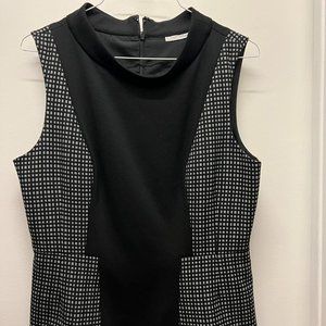 Nordstrom Halogen Peplum Sleeveless Top Black  / Grey Zip Back Blouse Sz- Medium